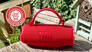 JBL Charge 6 speaker in red with a WHF 'Deals of the Week' roundel