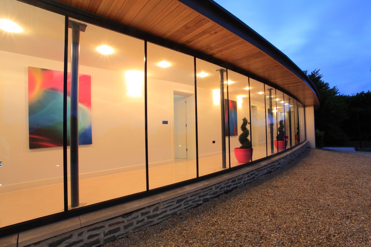 The glass extension that was added to the lodge during the renovation