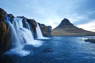 Iceland's Kirkjufell mountain and waterfalls.