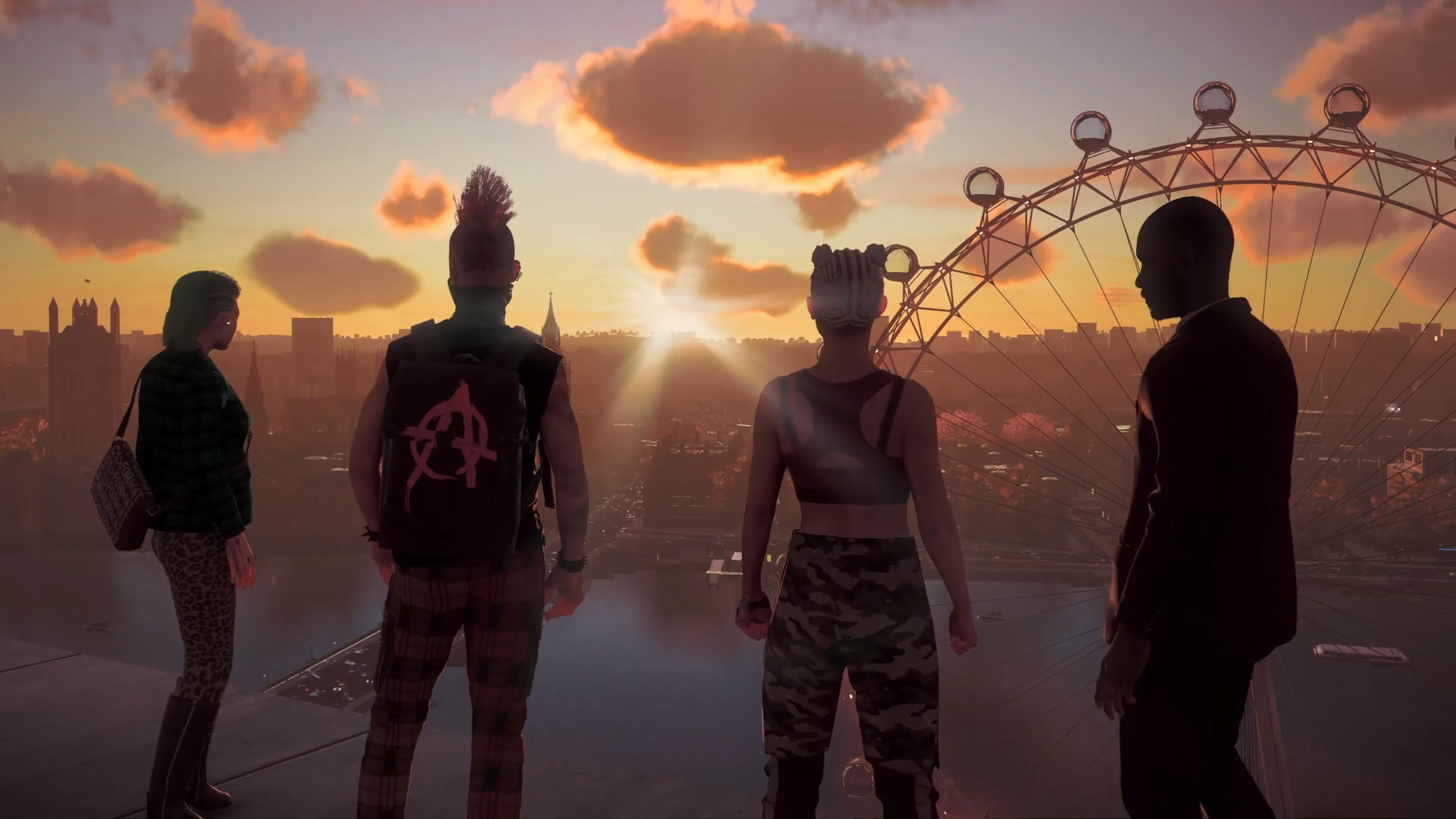 Watch Dogs Legion players watching the sunset.