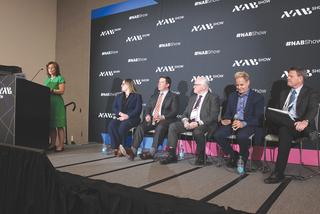From left: Anna Gomez, FCC commissioner; Mara Gassman, Reporters Committee for Freedom of the Press; Casey Mattox, Stand Together; Robert Corn-Revere, Foundation for Individual Rights and Expression; Joe Flint, The Wall Street Journal; and Clay Calvert, AEI, on the panel session &ldquo;The First Amendment and Press Freedom in Today&rsquo;s Media Landscape.&rdquo; 