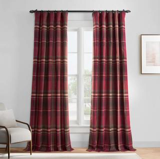 Plaid Heritage Weave Cotton Room Darkening Curtains