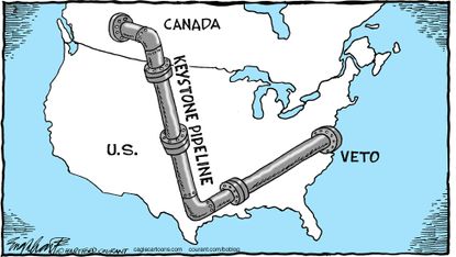Political cartoon U.S. Keystone pipeline