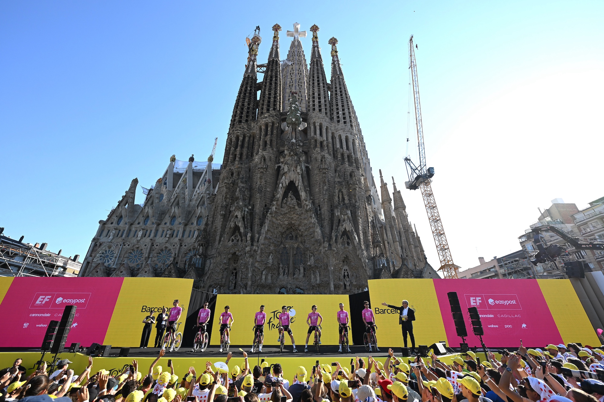 Ef Education Easypost at the 2026 Tour de France presentation in Barcelona Segrada Familia