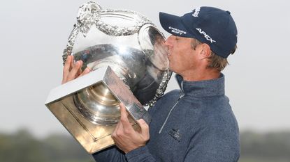Nicolas Colsaerts with the trophy after winning the 2019 Open de France