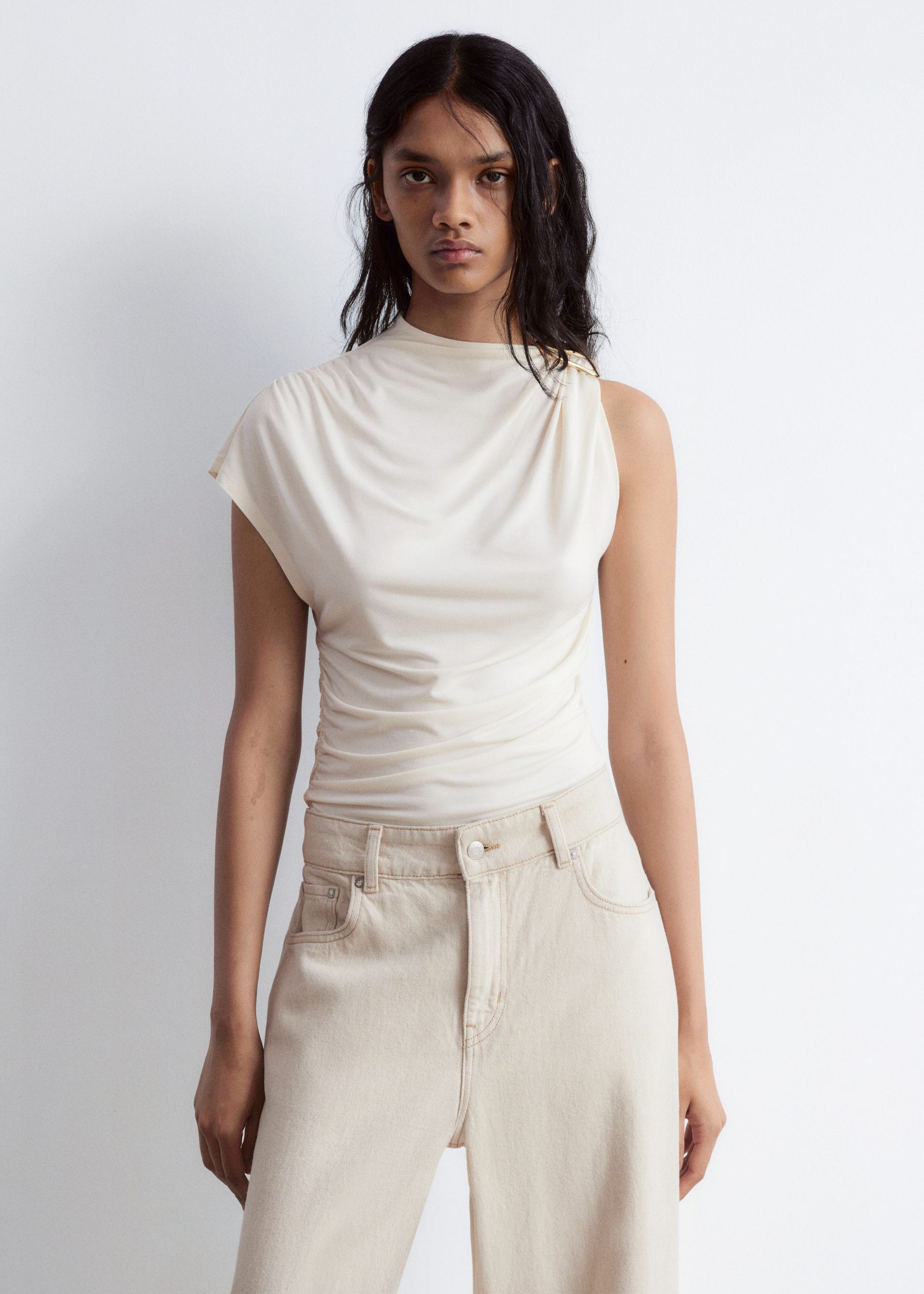 Ruche Gold-Buckle Top