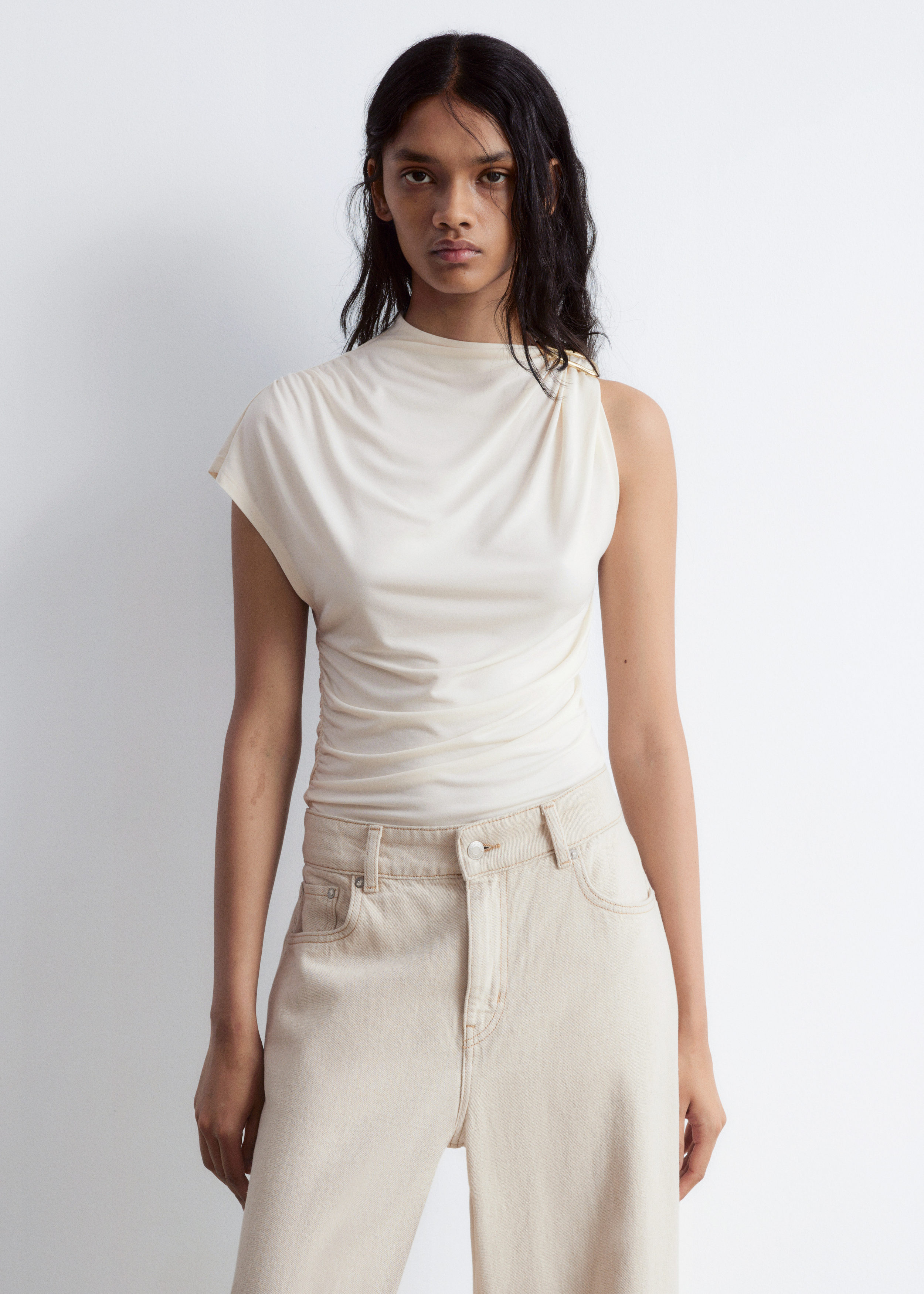 Ruche Gold-Buckle Top
