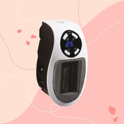 Dunelm plug-in heater on pink background