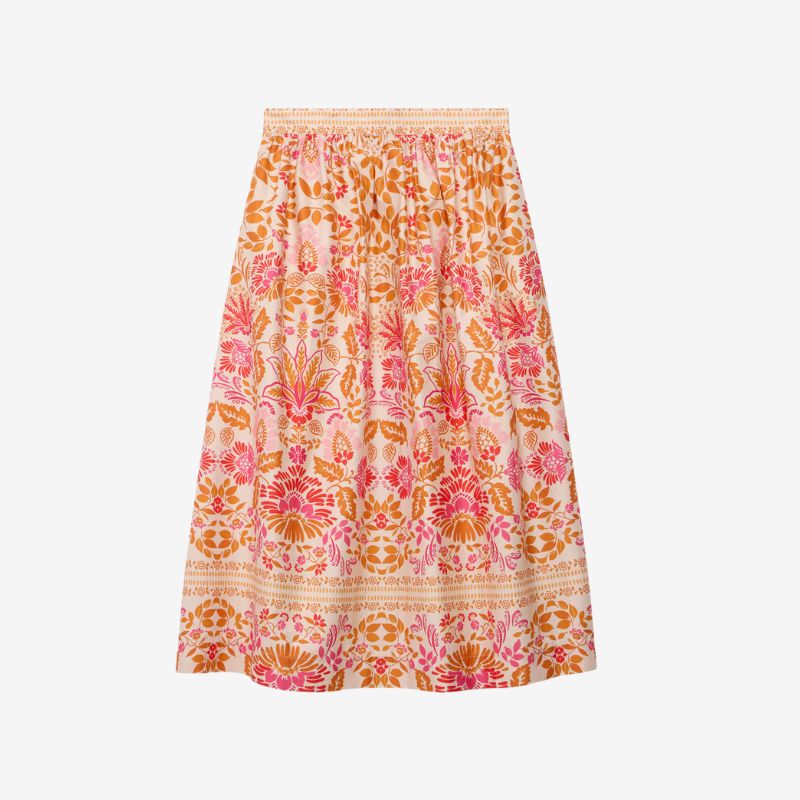 Image of orange printed skirt