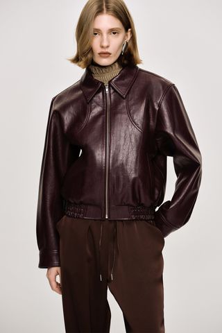 Source Unknown, Ennio Faux-Leather Bomber Jacket