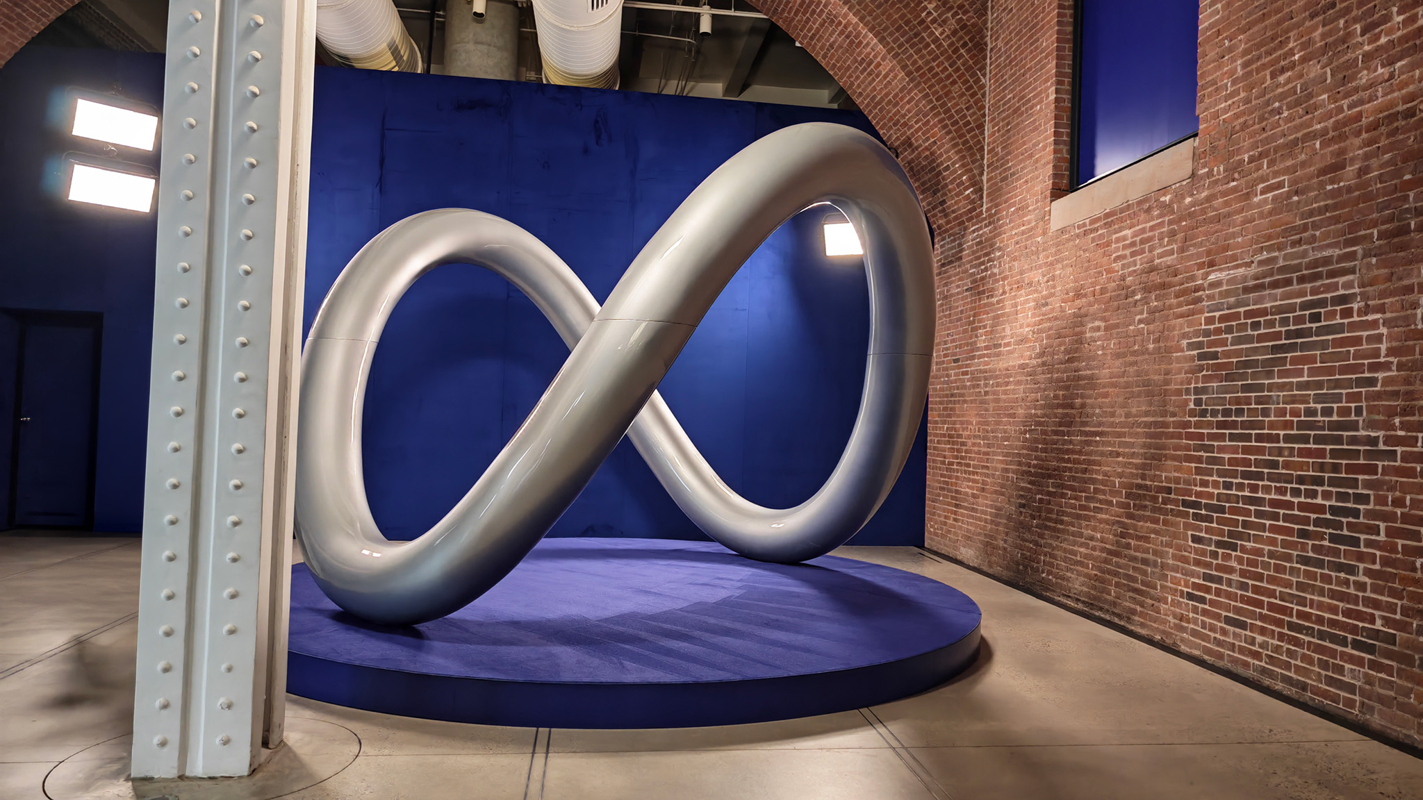 The Meta logo in person