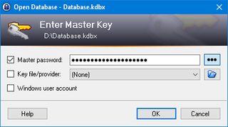 KeePass: entering a master key