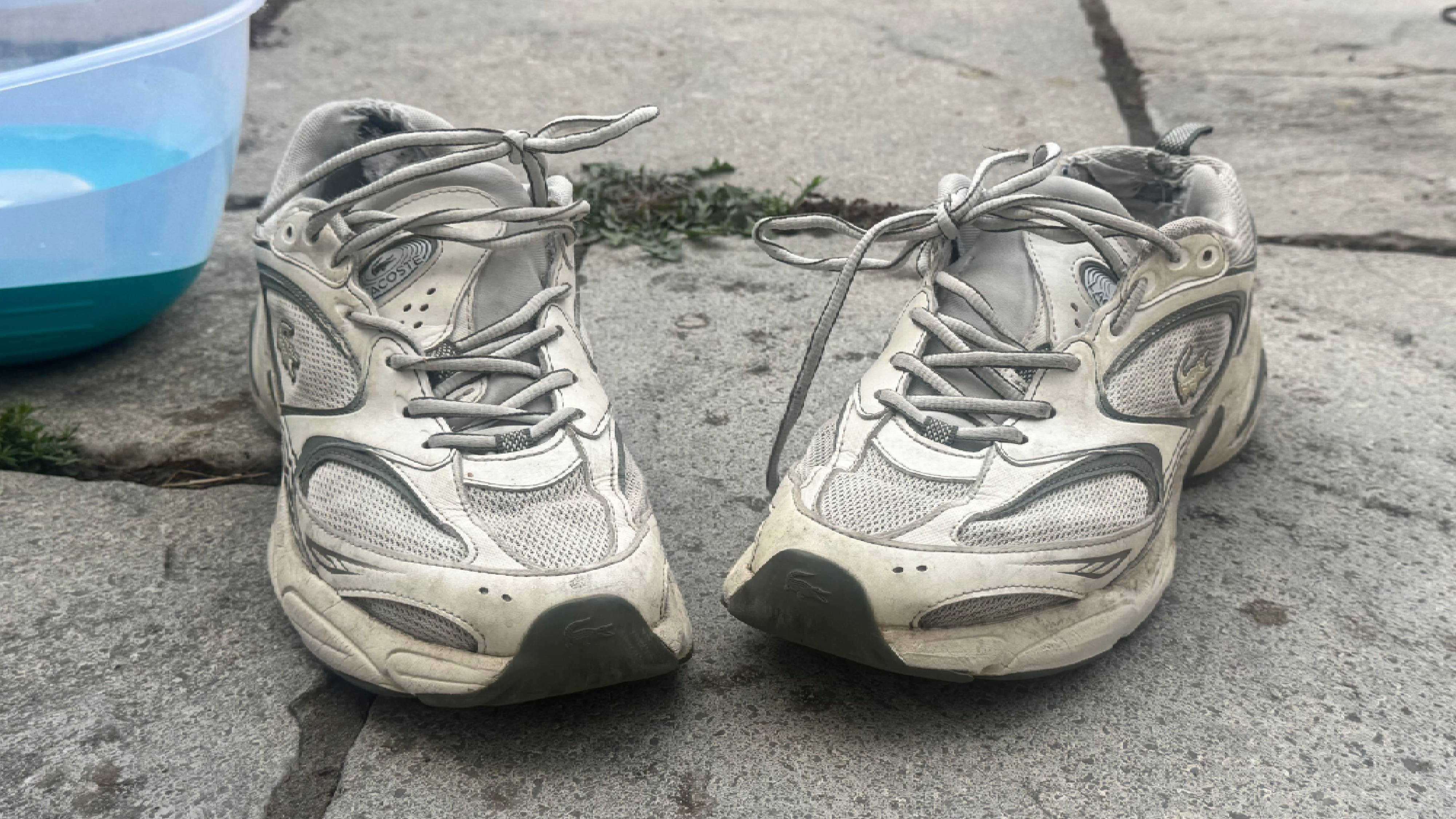 Yellowed and stained sneakers