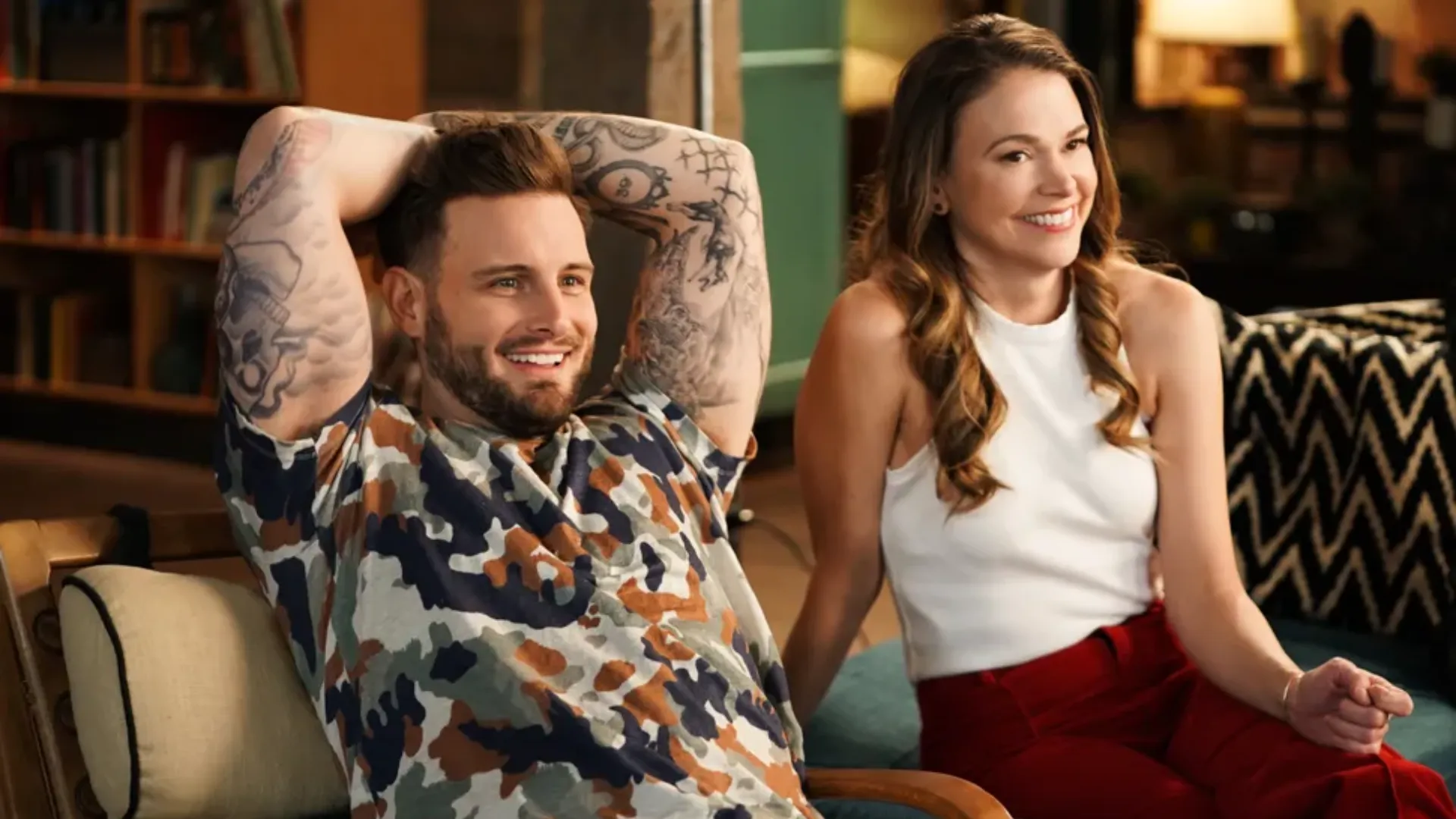 Nico Tortorella as Josh and Sutton Foster as Liza Miller in Younger