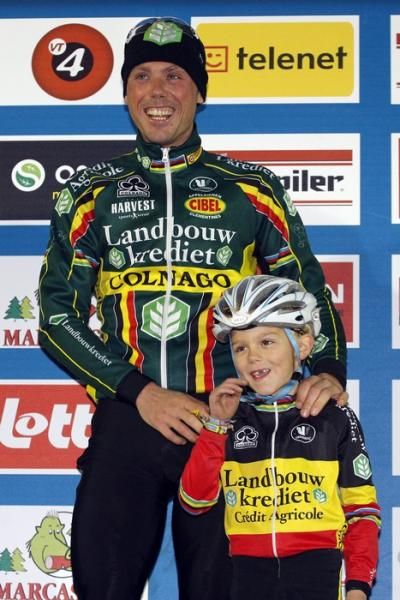 Sven Nys and Nys junior on the podium.