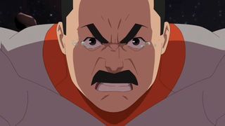 An angry Grand Regent Thragg with tears in his eyes in Invincible season 4 episode 7