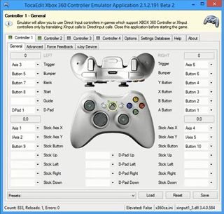X360CE menu settings