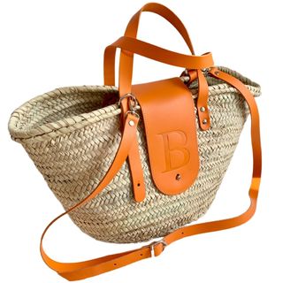 orange leather top handle bag