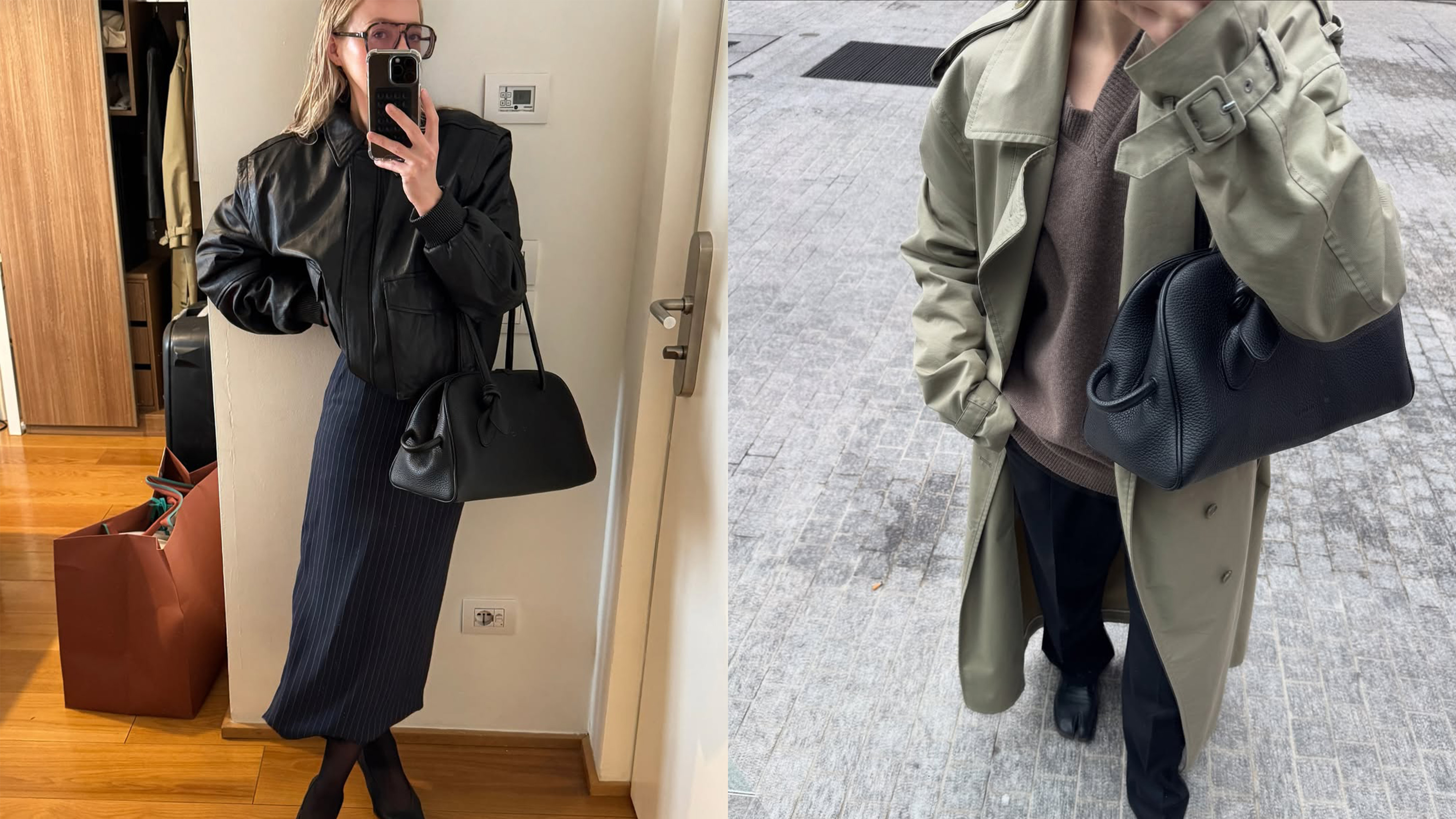 Stephanie Broek wearing chic fall outfits. 