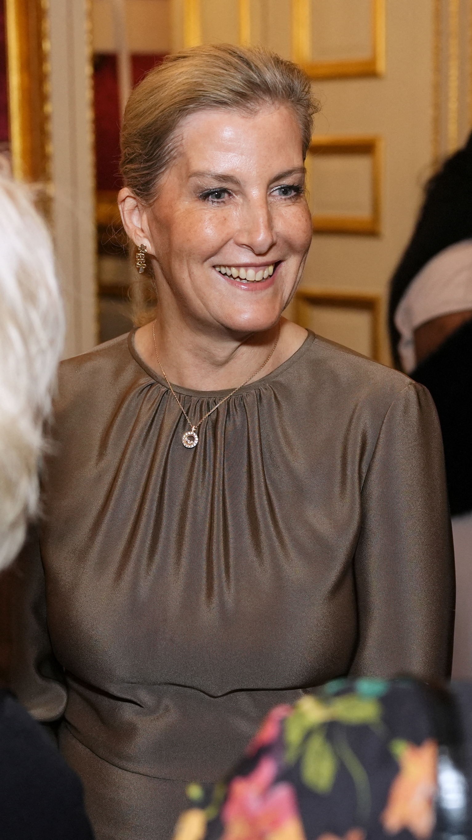 Sophie, Duchess of Edinburgh speaks with guests at a reception at St James's Palace in London on February 3, 2026