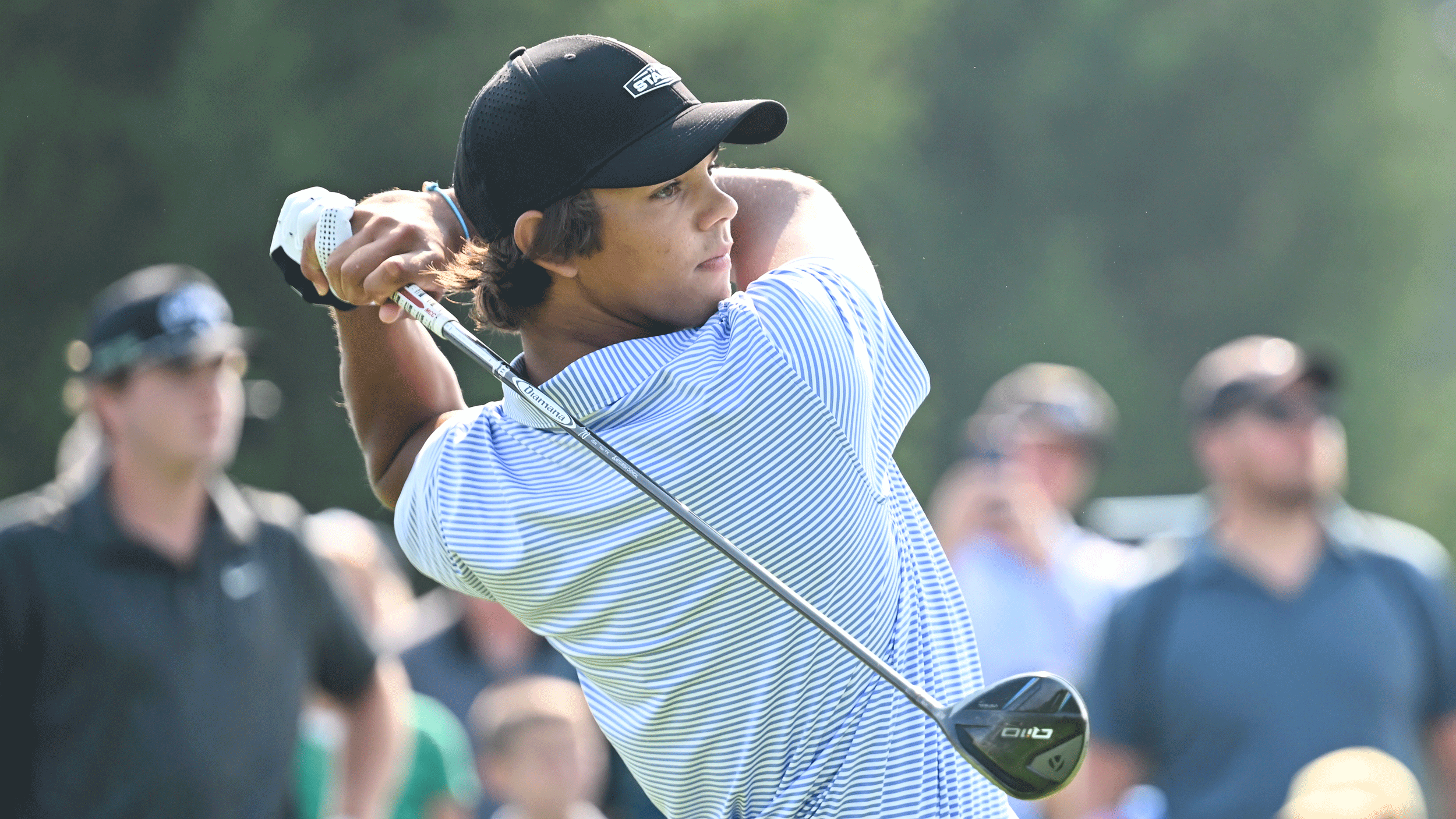 Charlie Woods hits a tee shot during the 2025 Junior PGA Championship