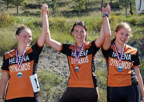 Medalists in the Middle School Girls (left to right): Julianne Jones, Erika Ackerlund, Hadley Schoderbek (all Helena Dynamos)