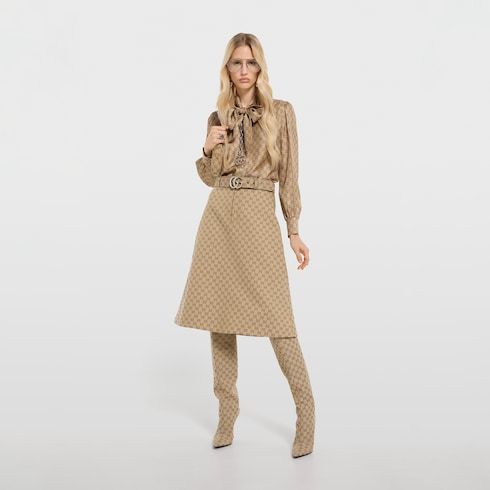 Gg Cotton Canvas Fabric Skirt
