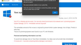 The fake warning claiming that your PC is infected with viruses (Image credit: Microsoft)