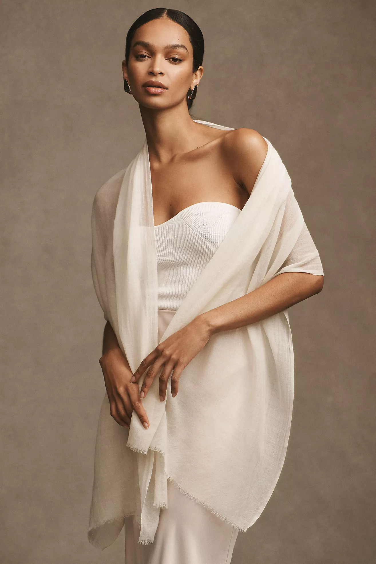 Bhldn Rue Semi-Sheer Raw-Edge Pashmina Wrap