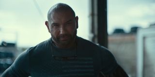 Dave Bautista looking on in the trailer for Army of the Dead