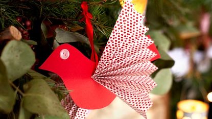 decoration bird on christmas tree