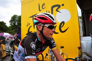 Chris Horner (RadioShack-Nissan) heads to the sign on stage.