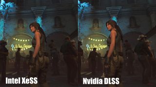Shadow of the Tomb Raider showing DLSS vs XeSS