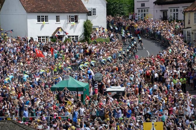 The road sides were packed with fans for the last British stage of the Tour de France