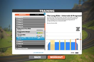 Image shows the Long Ride – Intervals & Progression Zwift workout that's best for weight loss.