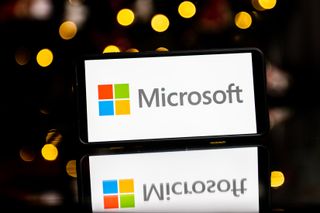 Microsoft logo displayed on a smartphone