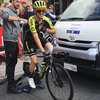 Simon Yates at the start of stage 3 
