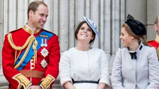 Prince William, Duke of Cambridge with Princess Eugenie and Princess Beatrice during the annual Trooping The Colour ceremony