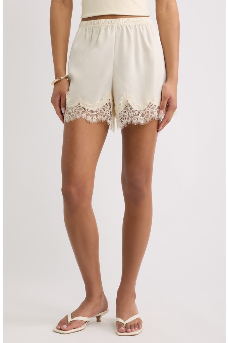 Lace Trim Satin Shorts