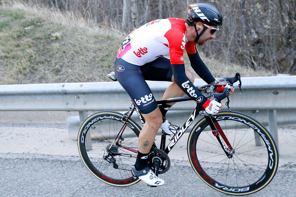 Thomas De Gendt (Lotto Soudal) on his way to winning stage 3 at Volta a Catalunya