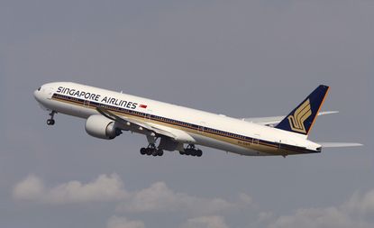 Singapore Airlines plane in the sky