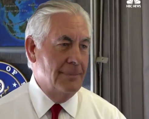 Secretary of State Rex Tillerson urges calm.