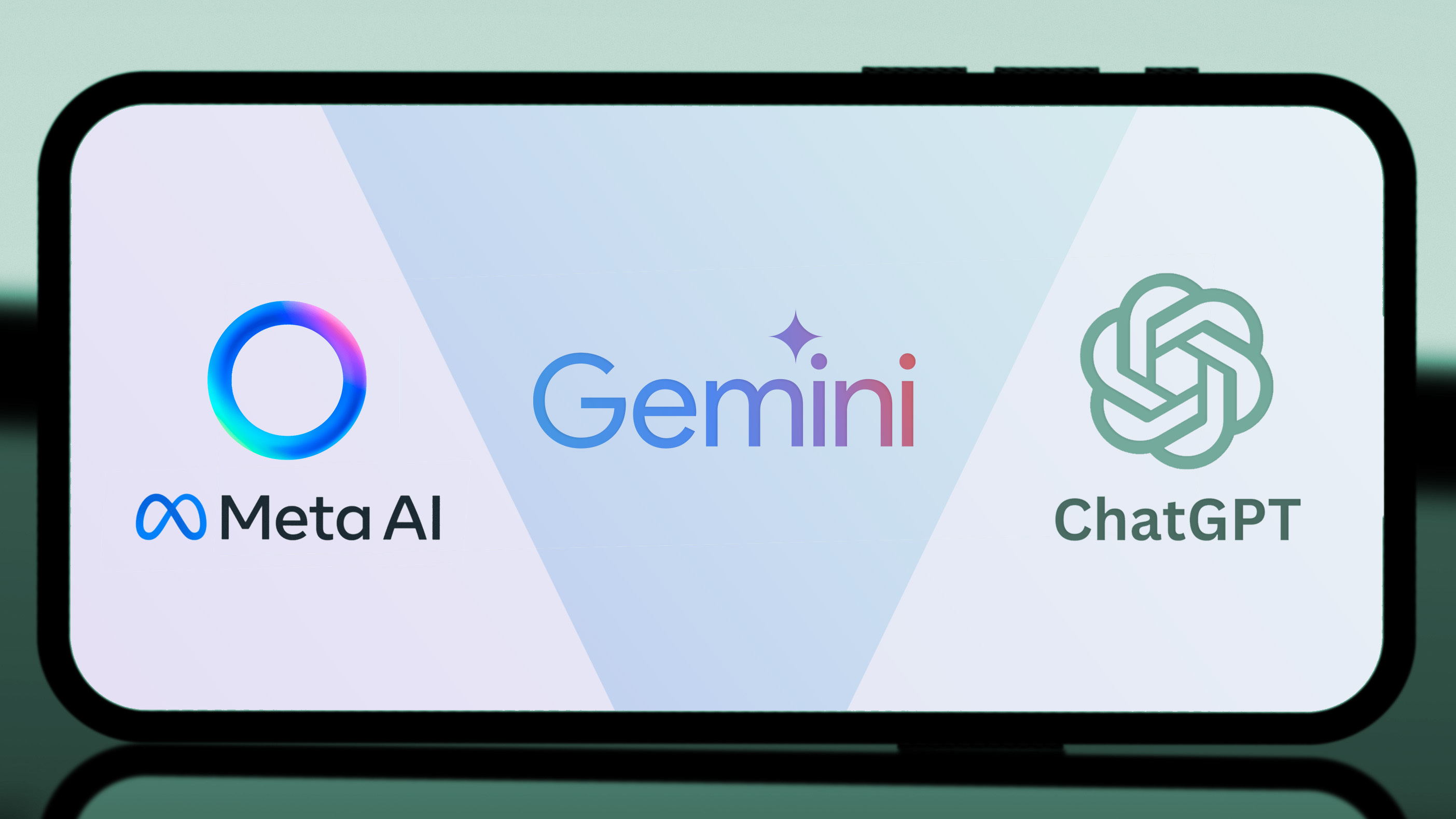 Logos von Meta AI, Gemini und ChatGPT