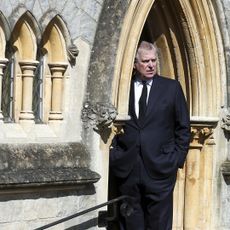 Britain's Prince Andrew, Duke of York, attends Sunday service at the Royal Chapel of All Saints, at Royal Lodge, in Windsor on April 11, 2021, two days after the death of his father Britain's Prince Philip, Duke of Edinburgh. - Queen Elizabeth II has described feeling a "huge void in her life" following the death of her husband Prince Philip, their son Prince Andrew said on April 11. Andrew, the couple's second son, said following family prayers at Windsor Castle that his mother was "contemplating" her husband's passing after his death on April 9 aged 99. (Photo by Steve Parsons / POOL / AFP) (Photo by STEVE PARSONS/POOL/AFP via Getty Images)