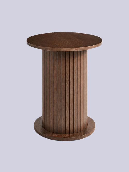Dark Natural Hyde Oak Veneer Tambour Side Table