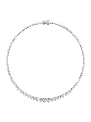 Campbell Graduated, Lab-Grown White Sapphire Silver RiviÈre Necklace