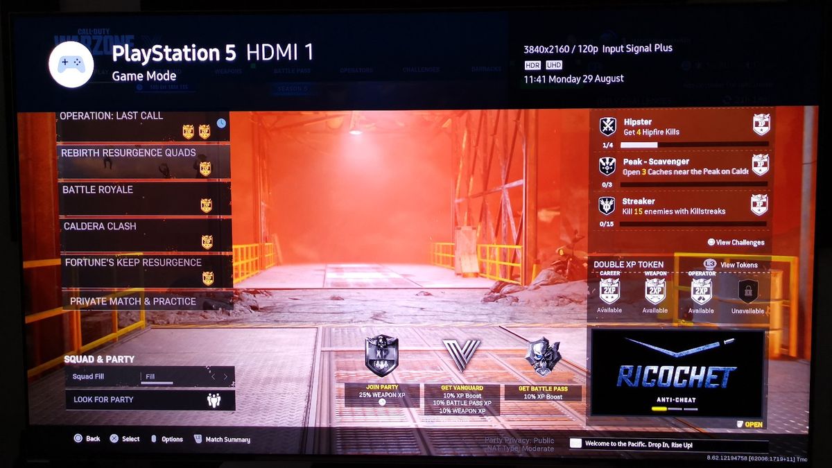 Samsung S95B game mode menu on screen