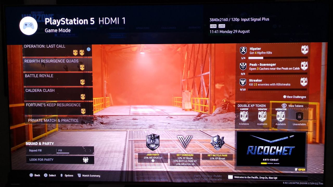 Samsung S95B game mode menu on screen