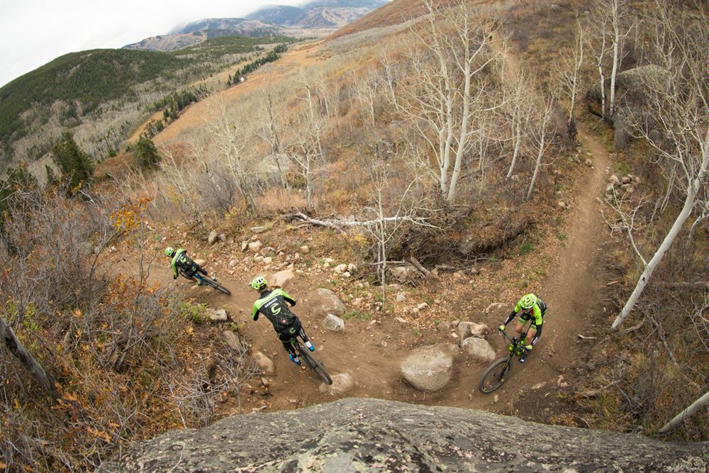 The Cannondale Garmin riders enjoy some Aspen mountain biking
