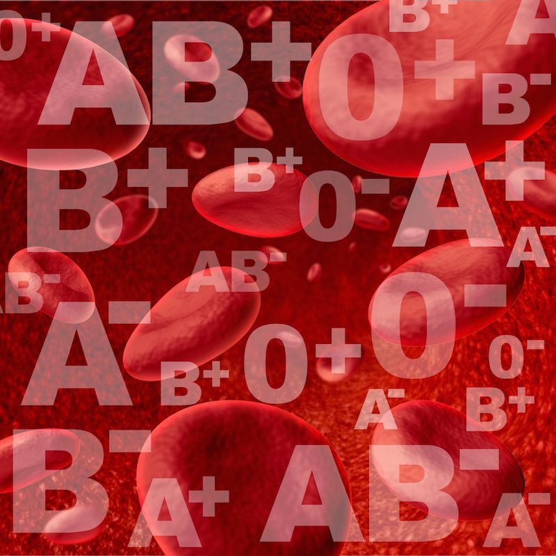 red blood cells with blood type